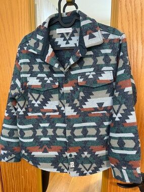 Zara Kids Aztec Button-Up Jacket - Green, Gray & Rust
